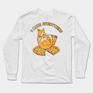 I Hate Everything - Cat Eating Pizza Long Sleeve T-Shirt